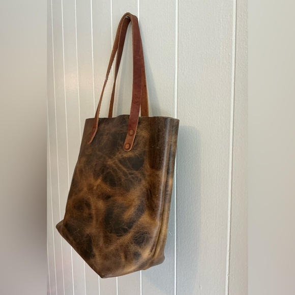 A Very Rare Beautiful KMM Co. Leather Brown large Tote Handbag Tote Bag - Picture 2 of 6